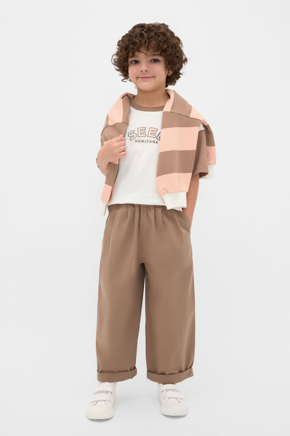 Colourblock Logo Tee  Walnut