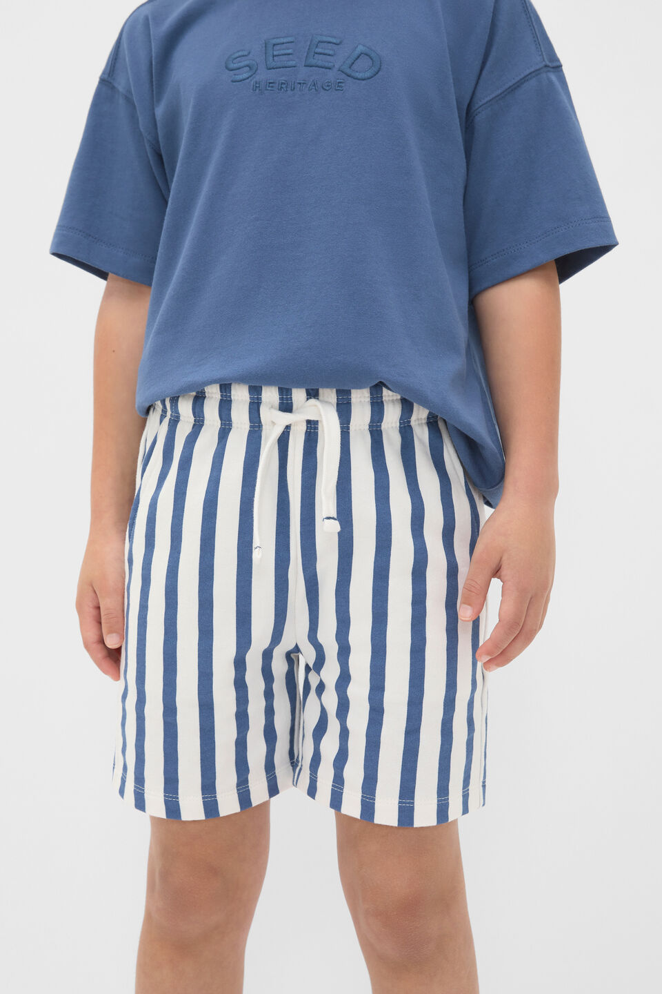 Core Stripe Track Short  Washed Navy