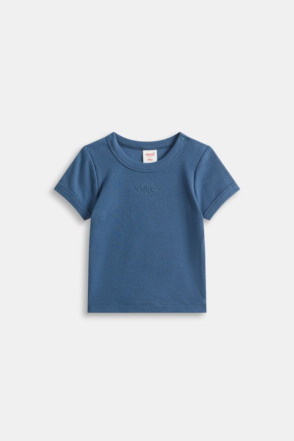 Core Rib Logo Tee  Washed Navy  hi-res