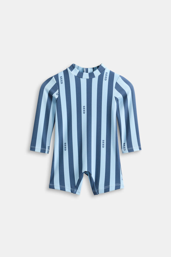 Stripe Logo Swimsuit  Washed Navy Stripe  hi-res