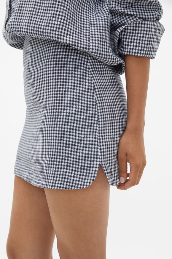Linen Gingham Mini Skirt  Twilight Blue Gingham  hi-res