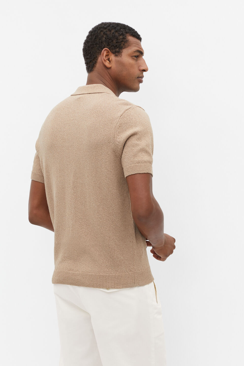 Textured Trophy Polo  Hazelnut