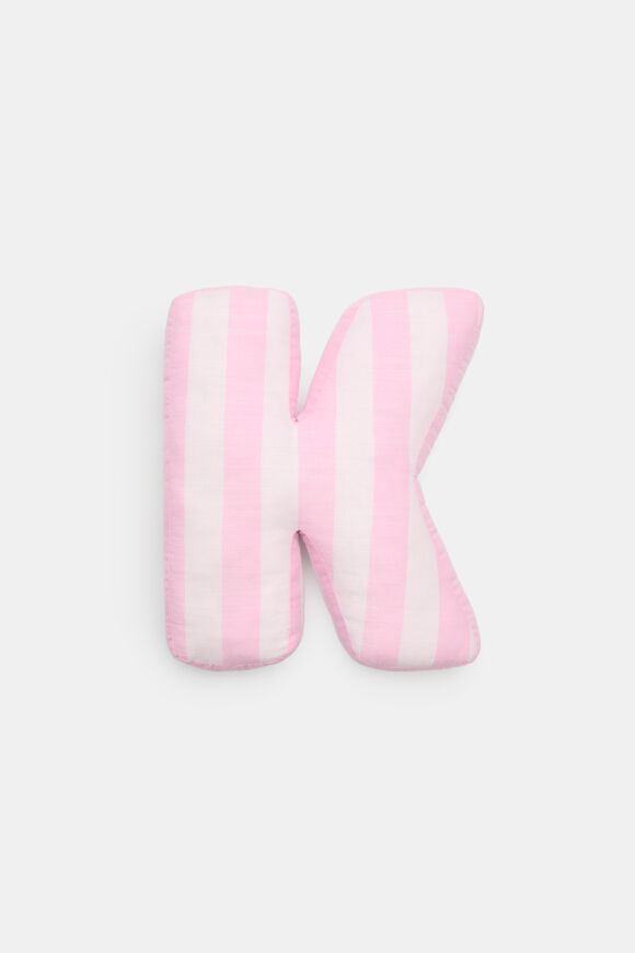 Pink Stripe Initial Cushion  K  hi-res