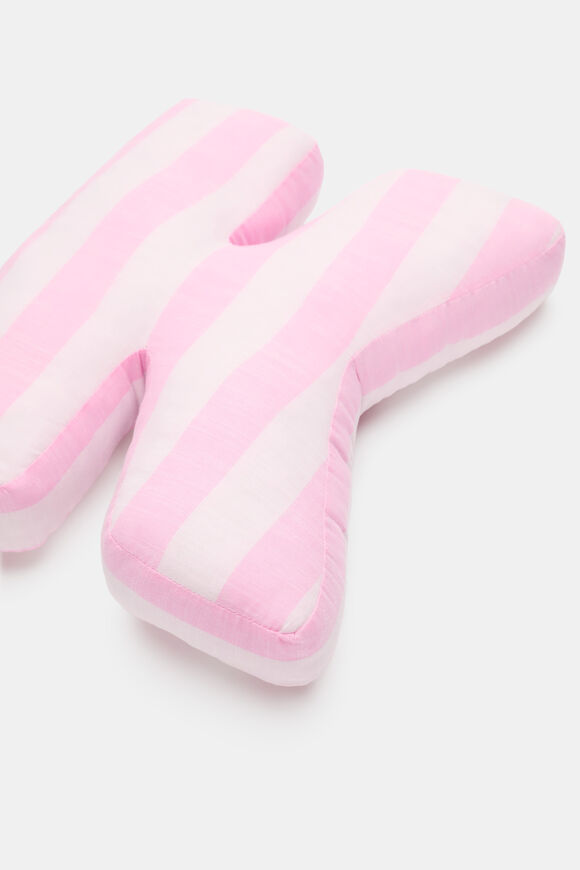 Pink Stripe Initial Cushion  K  hi-res