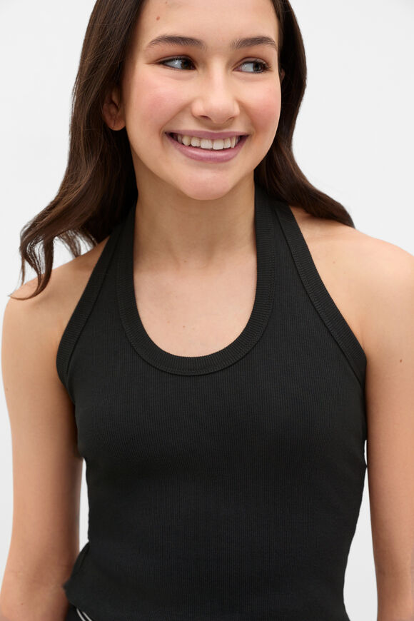 Rib Halter Tank  Black  hi-res