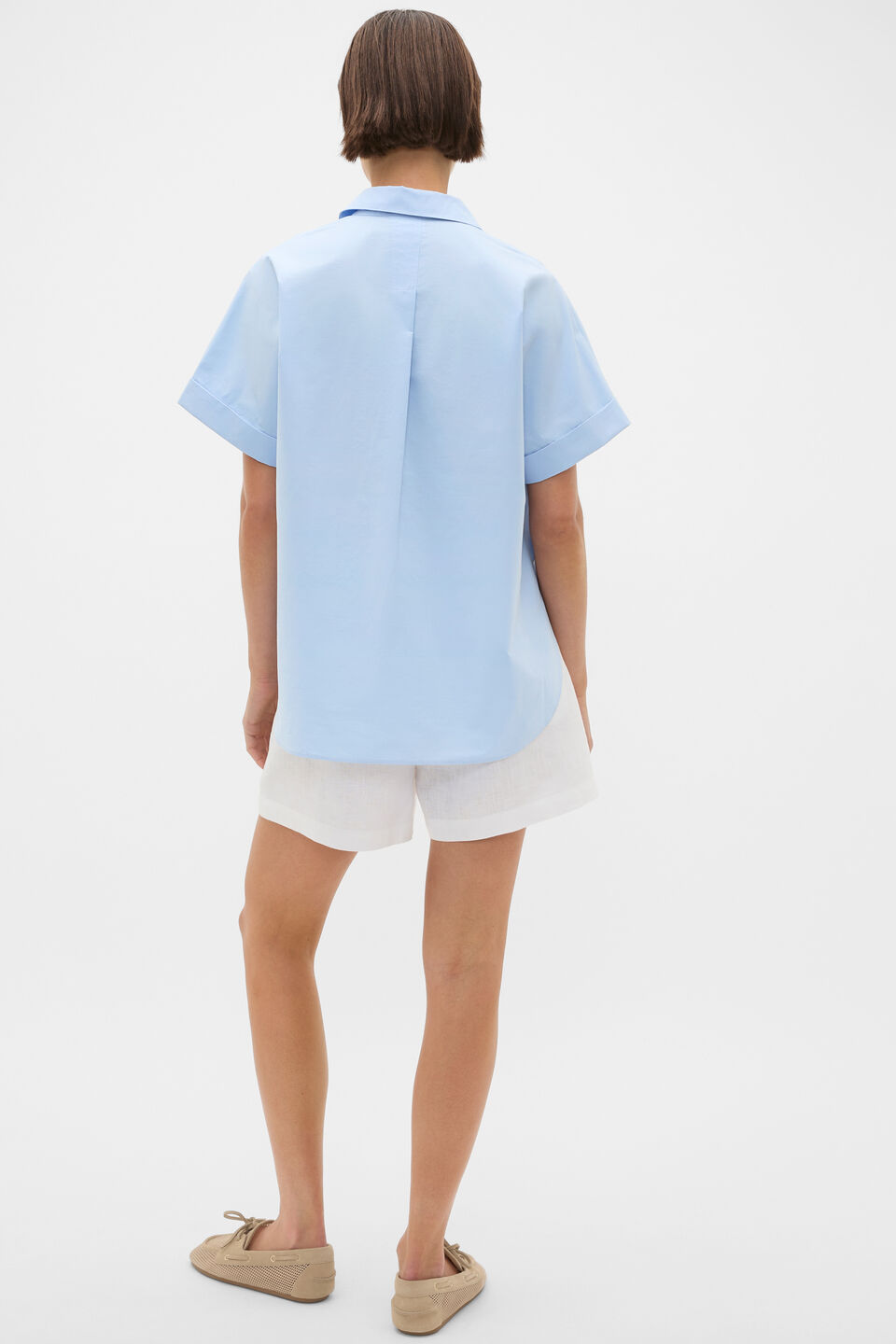 Poplin Short Sleeve Shirt  Chalk Blue