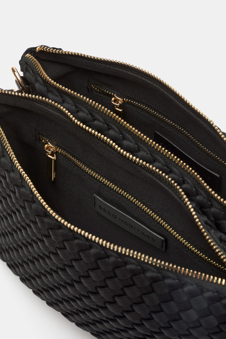 Woven Textured Mutli Pocket Bag  Black
