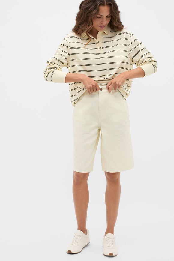 Longline Jean Short  Coconut Cream  hi-res