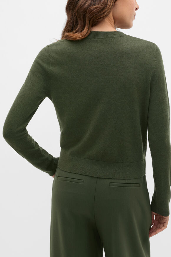 Australian Merino V Neck Cardigan  Deep Forest  hi-res