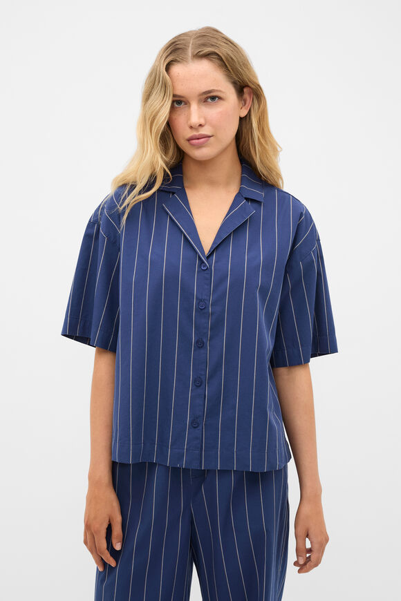 Stripe Shirt and Pant PJ Set  Royal Blue  hi-res