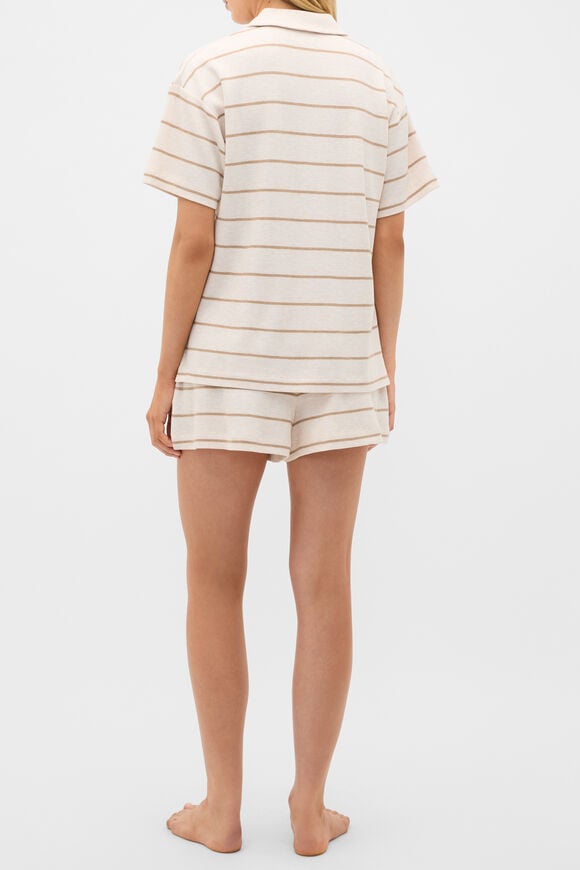 Waffle Stripe Shirt and Short PJ Set  Meringue Marle  hi-res