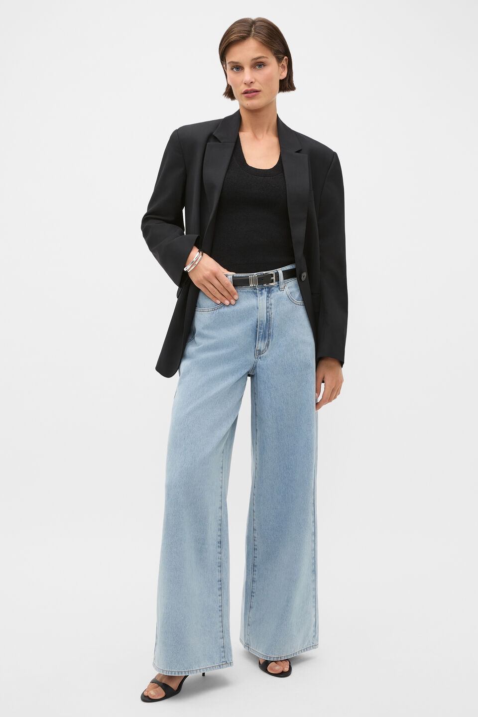 Denim Wide Leg Pant   Chalk Blue Wash