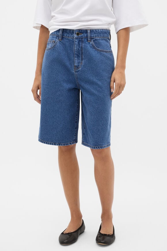 Longline Jean Short  Mid Indigo Denim  hi-res