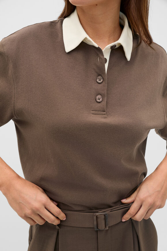 Easy Cotton Rugby Top  Chestnut  hi-res