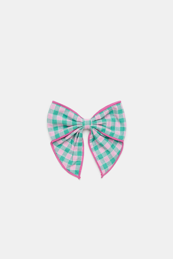 Gingham Bow Duck Clip  Mint  hi-res