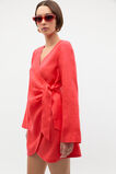 Linen Wrap Mini Dress  Electric Crimson  hi-res