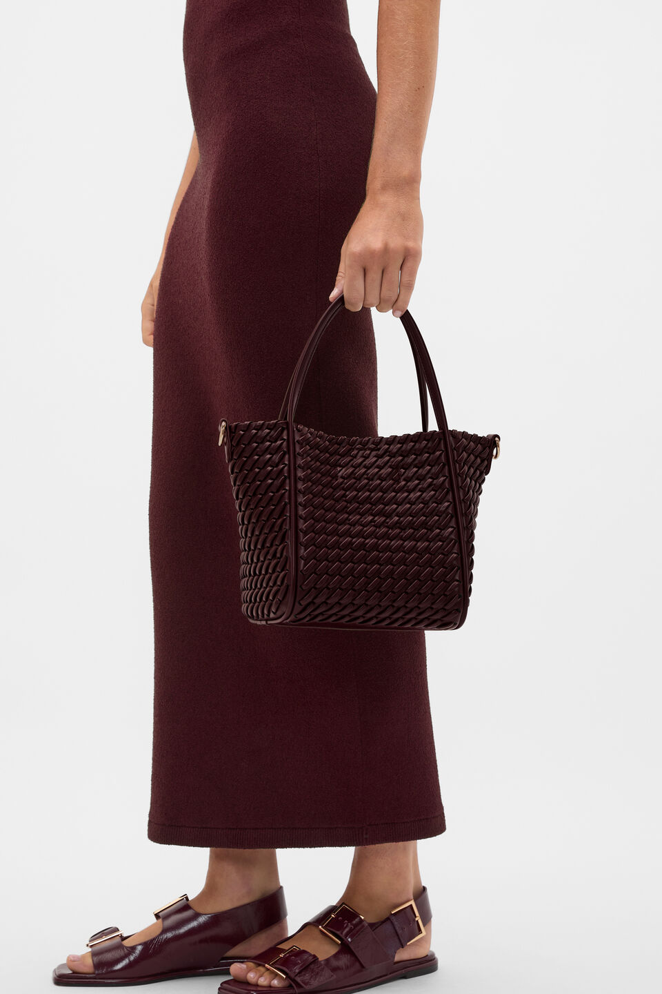 Woven Mini Crossbody Bag  Plum Red