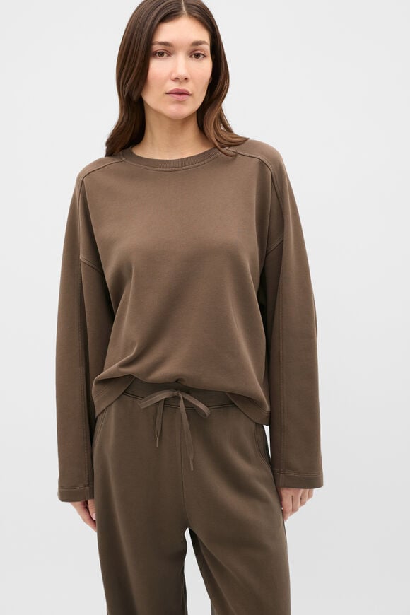 Terry Balloon Sleeve Sweat  Chestnut Wash  hi-res