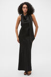 90s Satin Wrap Neck Top  Black  hi-res