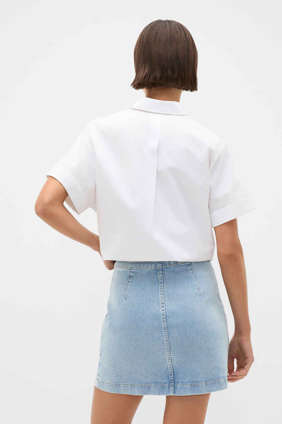 Denim A-Line Pocket Mini Skirt   Chalk Blue Wash