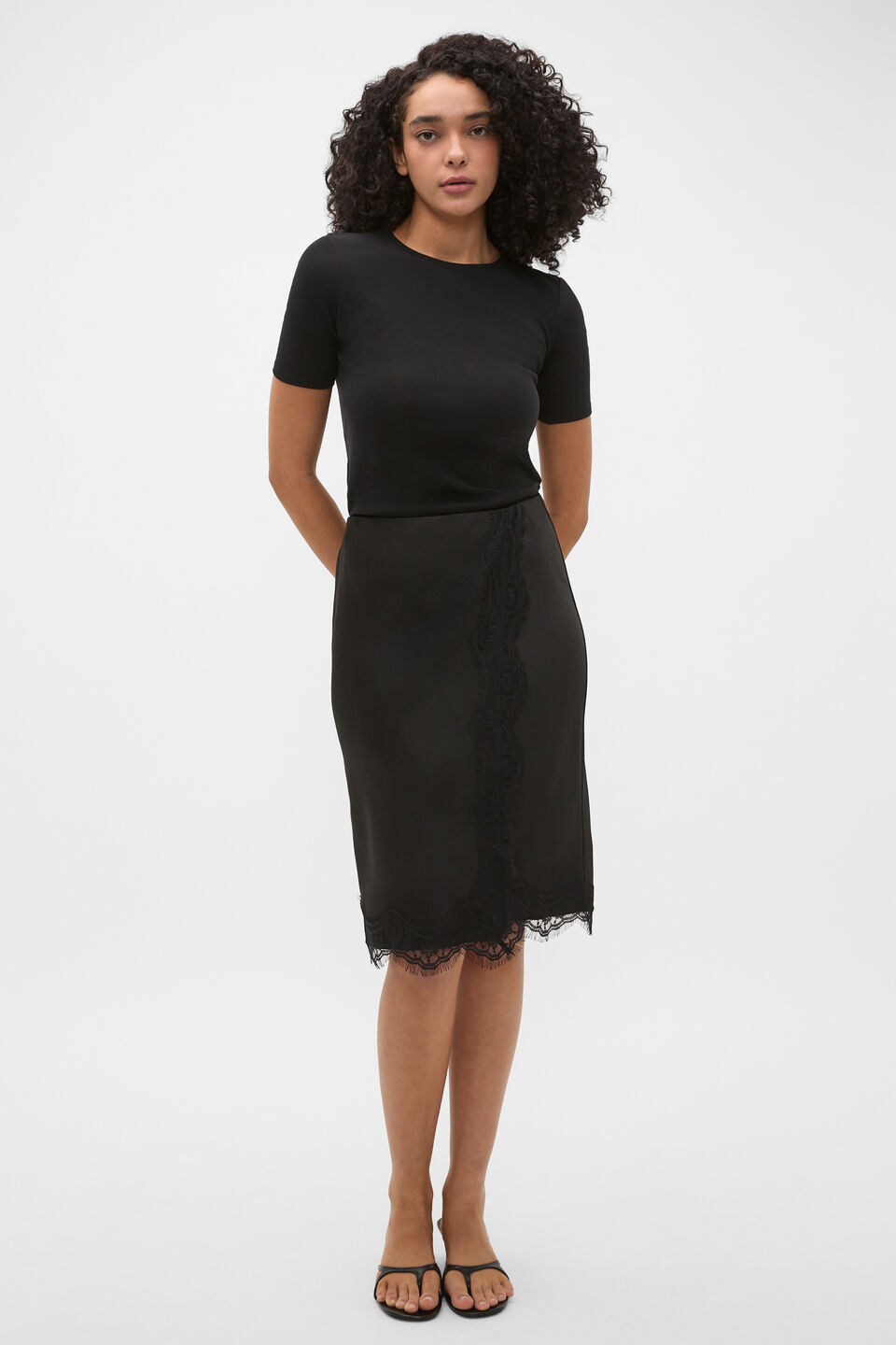 90s Satin Wrap Skirt  Black
