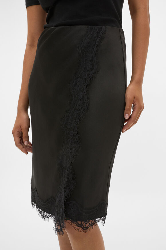 90s Satin Wrap Skirt  Black  hi-res
