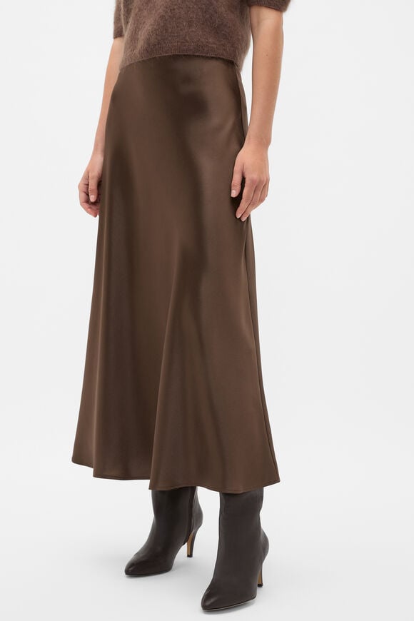 Satin Midi Skirt  Chestnut  hi-res