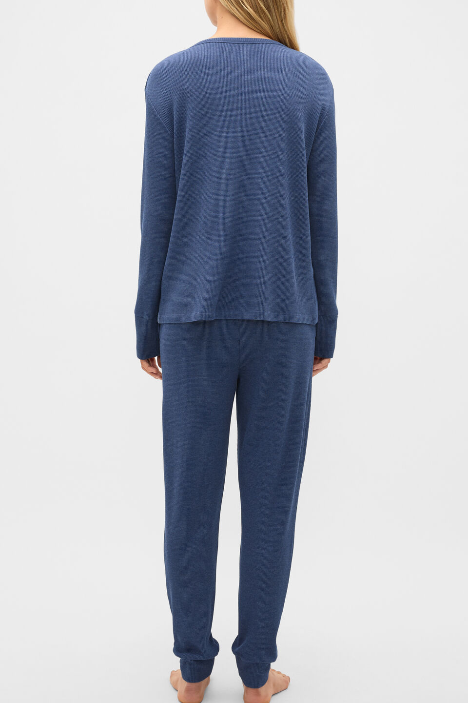 Waffle Top and Pant PJ Set  Royal Blue Marle