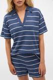 Waffle Stripe Shirt and Short PJ Set  Royal Blue Marle  hi-res