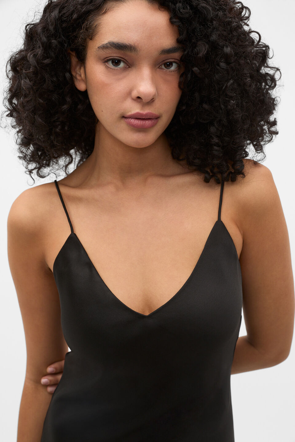 90s Satin Slip Maxi Dress  Black