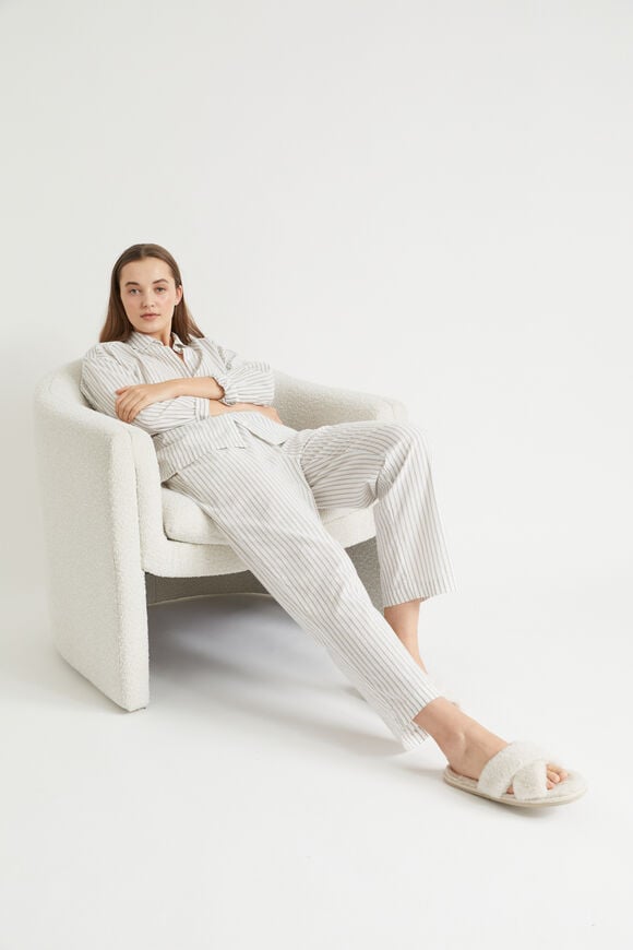 Cotton Sleep Shirt  Olive Stripe  hi-res