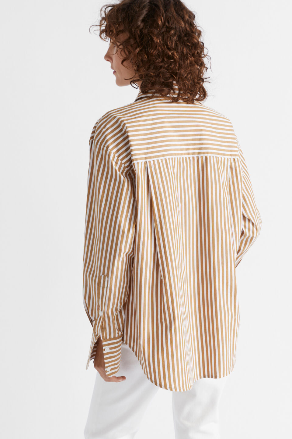 Poplin Pocket Front Shirt  Honey Gold Stripe