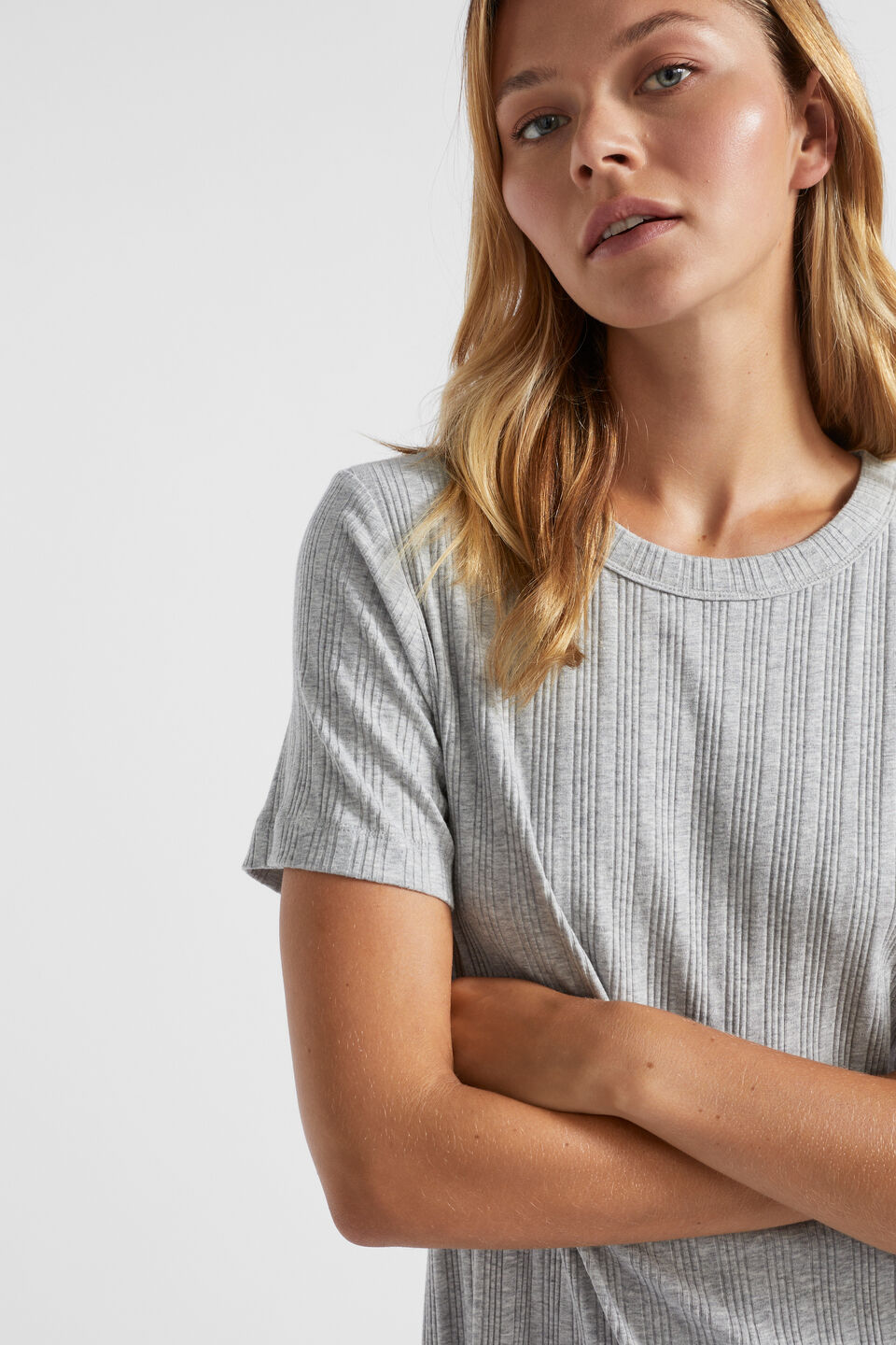 Rib Jersey Nightie  Silver Grey Marle