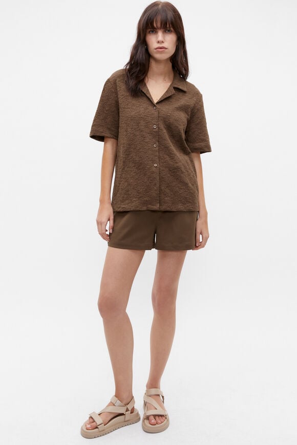 Textured Boucle Polo  Dark Praline  hi-res