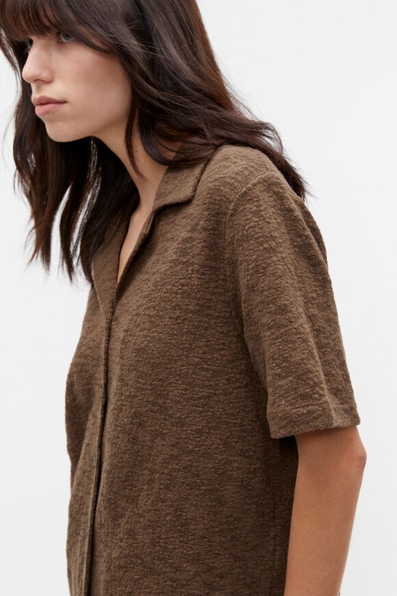 Textured Boucle Polo  Dark Praline  hi-res