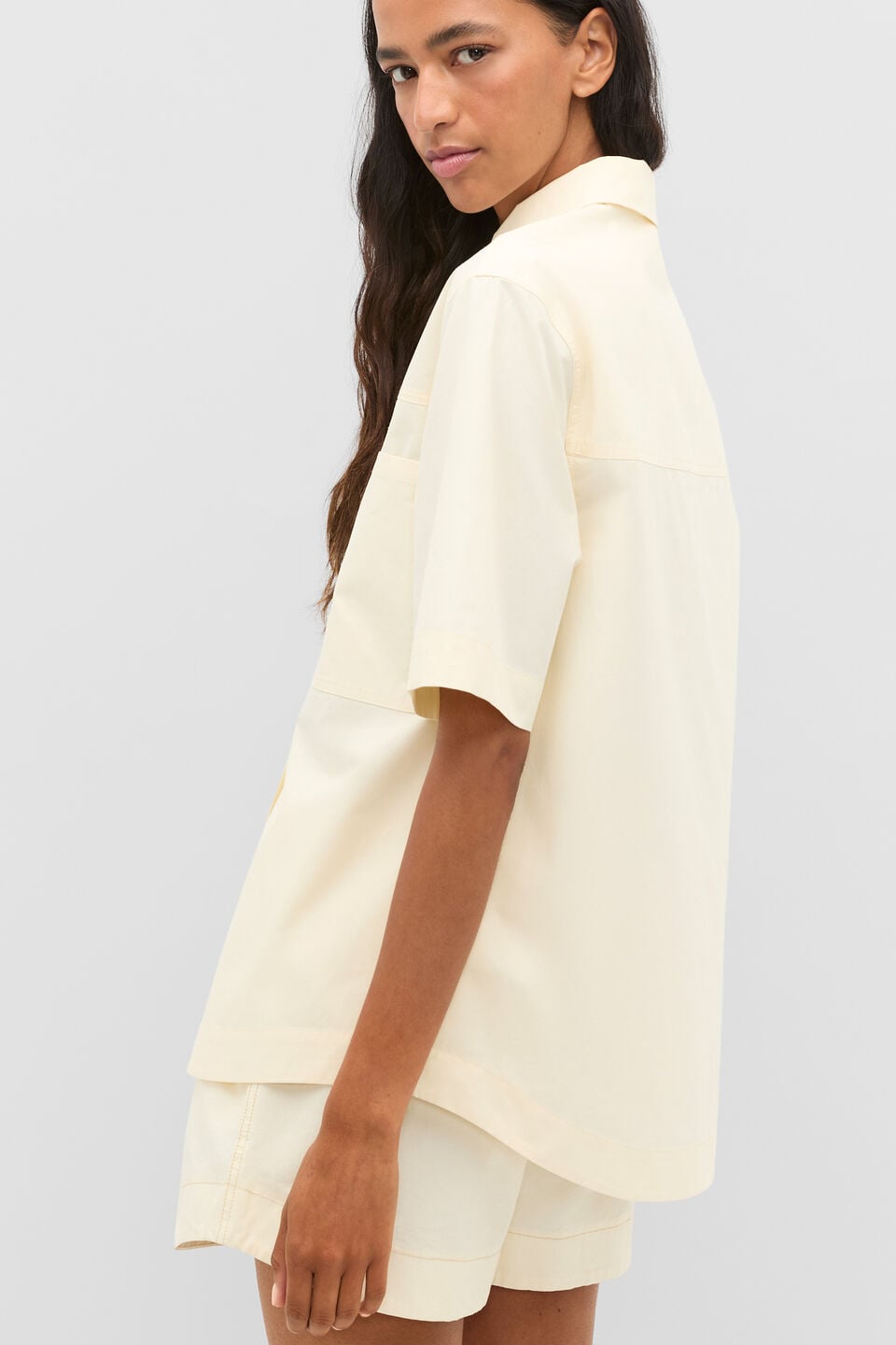 Cotton Poplin Utility Shirt  Coconut Cream