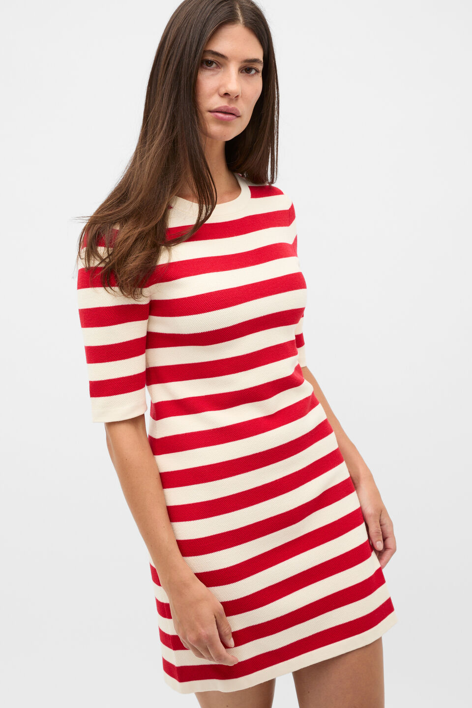 Textured Stripe Knit Mini Dress  Poppy Stripe