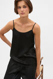 Crinkled Satin Lace Trim Cami  Black  hi-res
