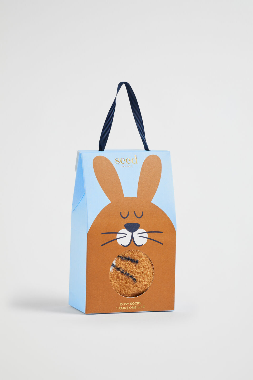 Fluffy Bunny Sock  Pale Blue