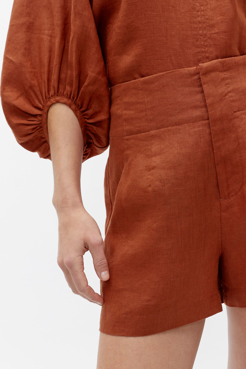 Core Linen Waisted Short  Russet