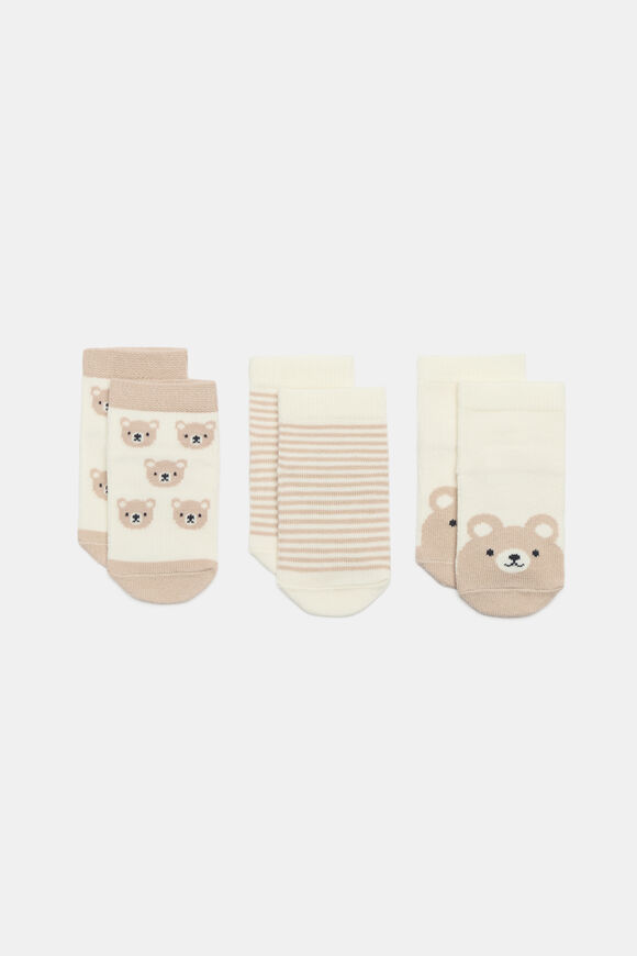 Baby Bear Sock 3 Pack  Nutmeg  hi-res