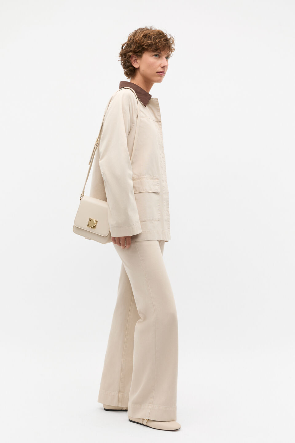 Contrast Collar Jacket  Oat