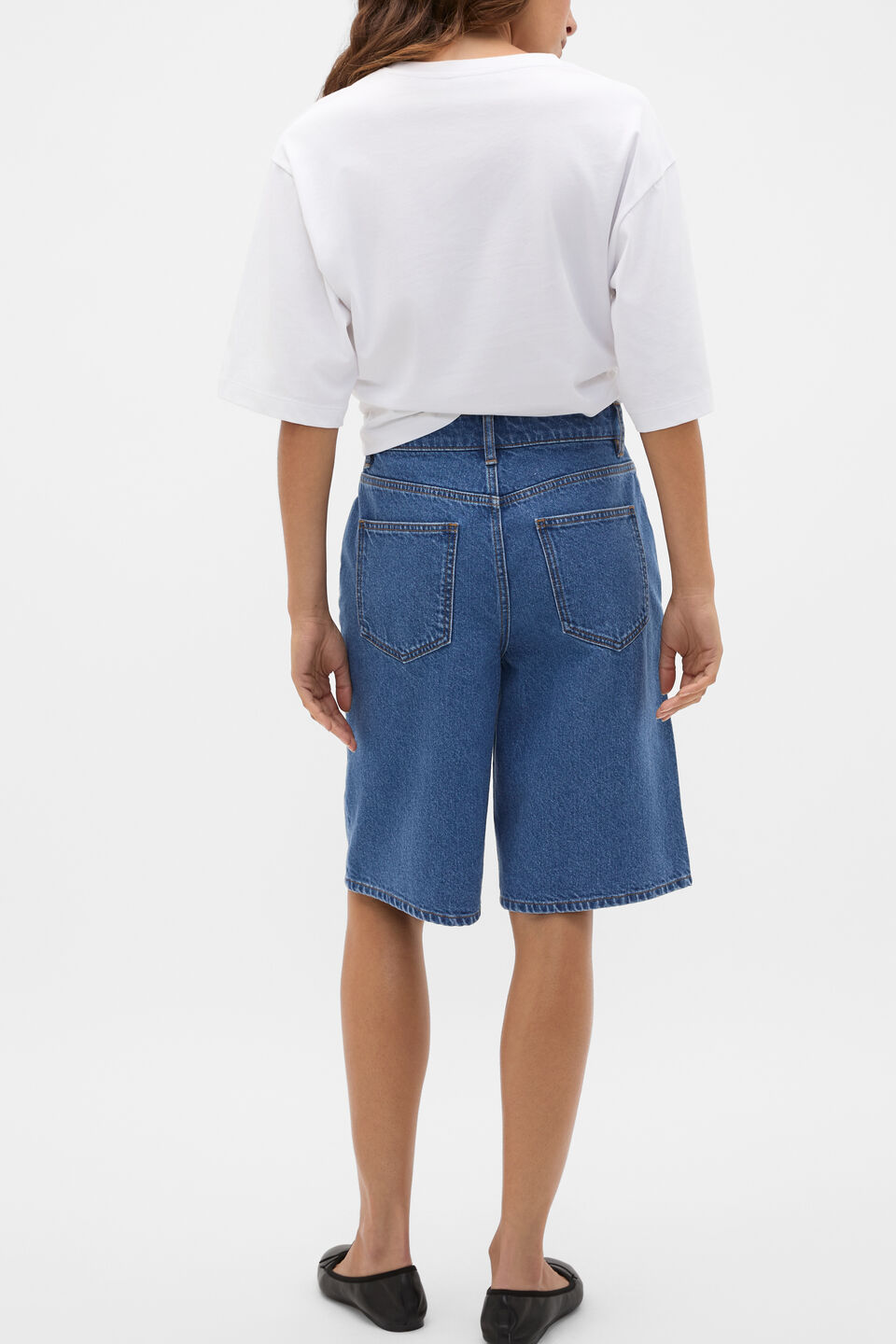 Longline Jean Short  Mid Indigo Denim