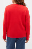 Australian Merino V Neck Cable Knit  Chilli Red  hi-res