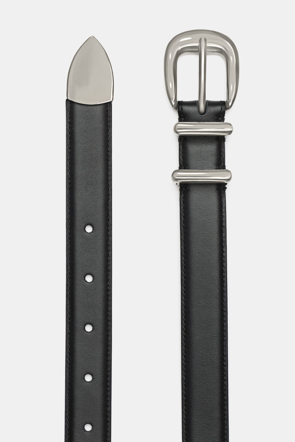 Hallie Metal Keeper Belt  Black Silver