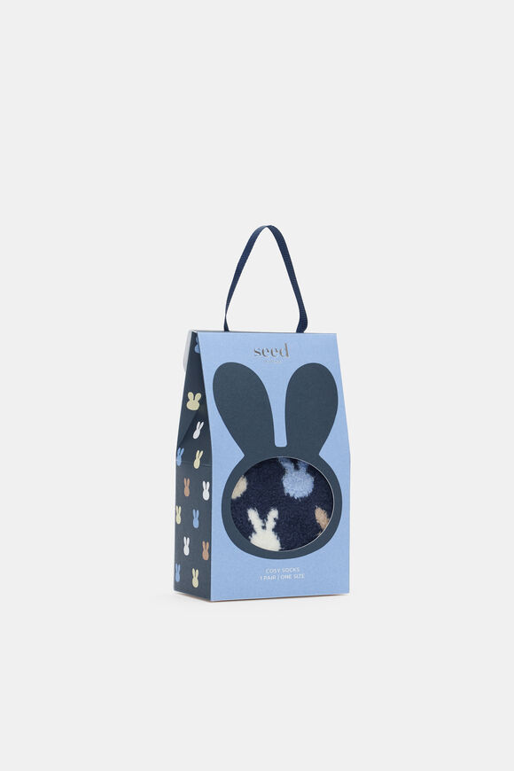 Fluffy Bunny Sock  Navy  hi-res