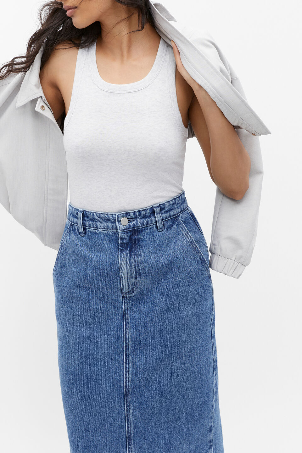 Denim Maxi Skirt  Classic Blue Denim