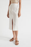 Linen Stripe Midi Skirt  Auburn Pinstripe  hi-res