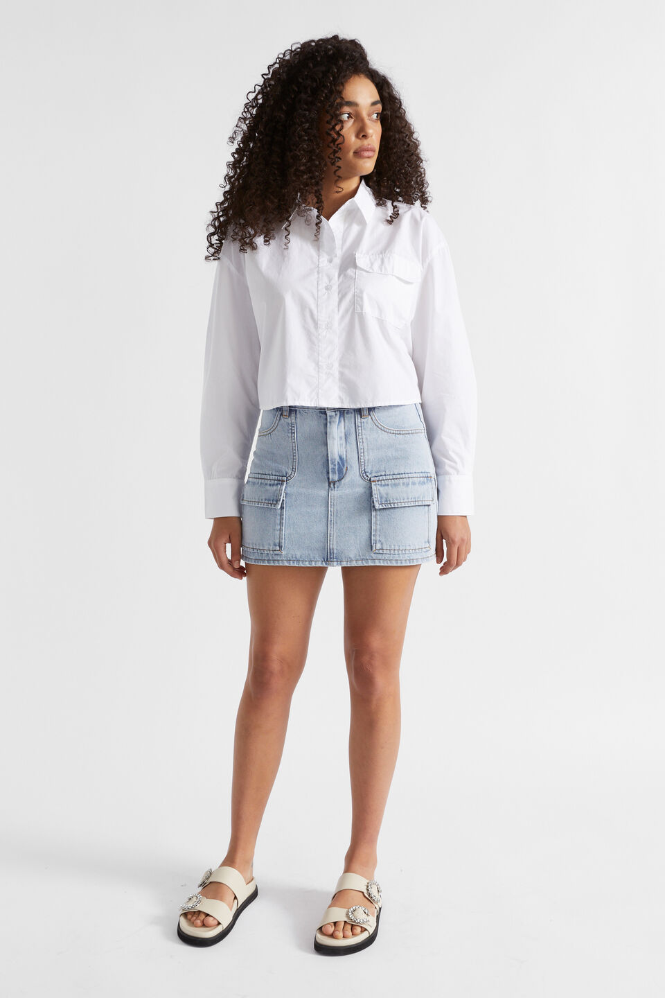 Denim Mini Cargo Skirt  Pacific Wash