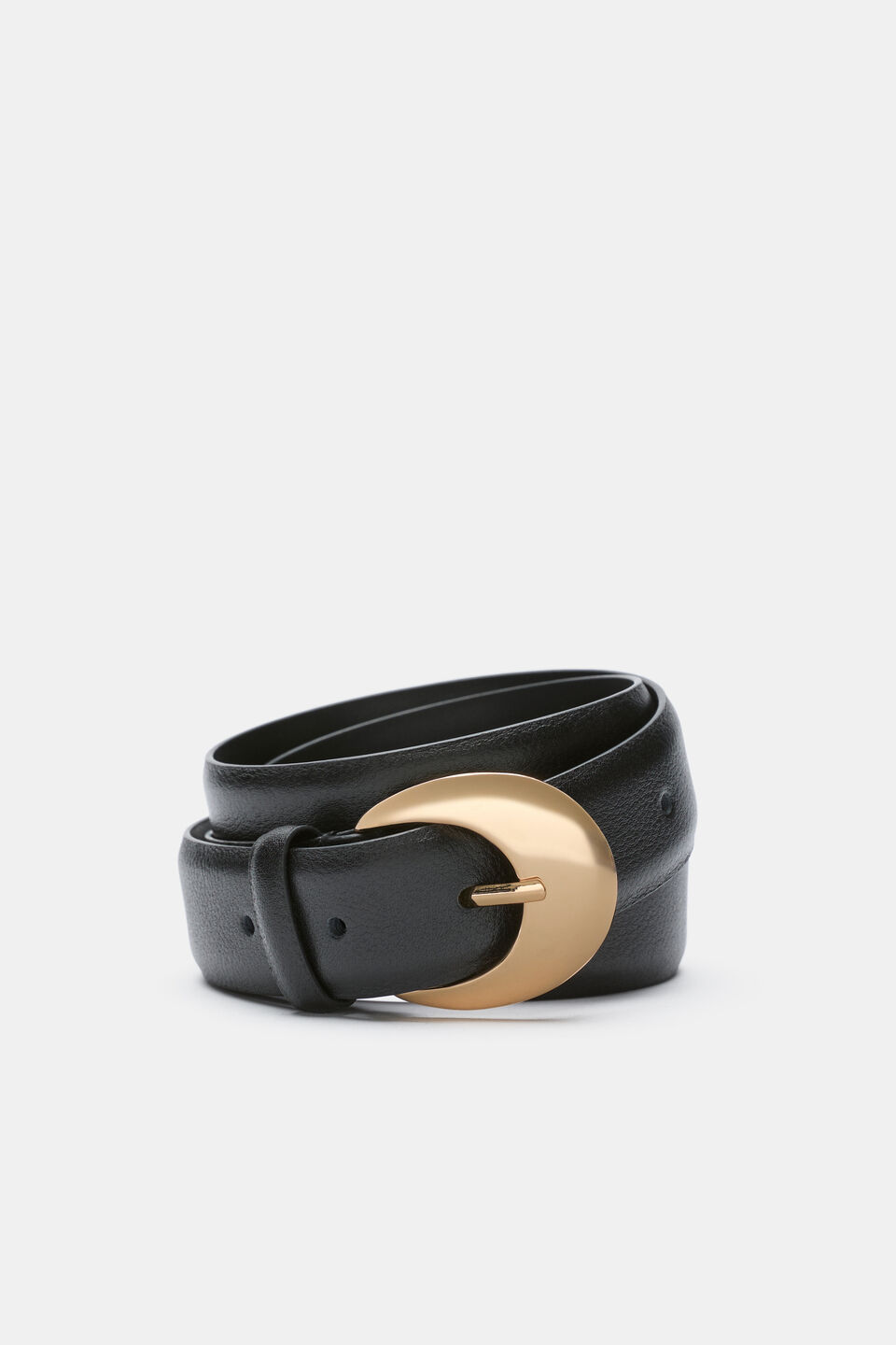 Dove Circle Buckle Belt  Black Pebble